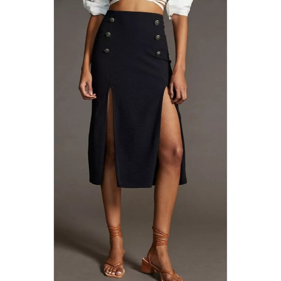Women's - Maeve By Anthropologie Dual Split Button Midi Skirt, Size 14 - Picture 2 of 10